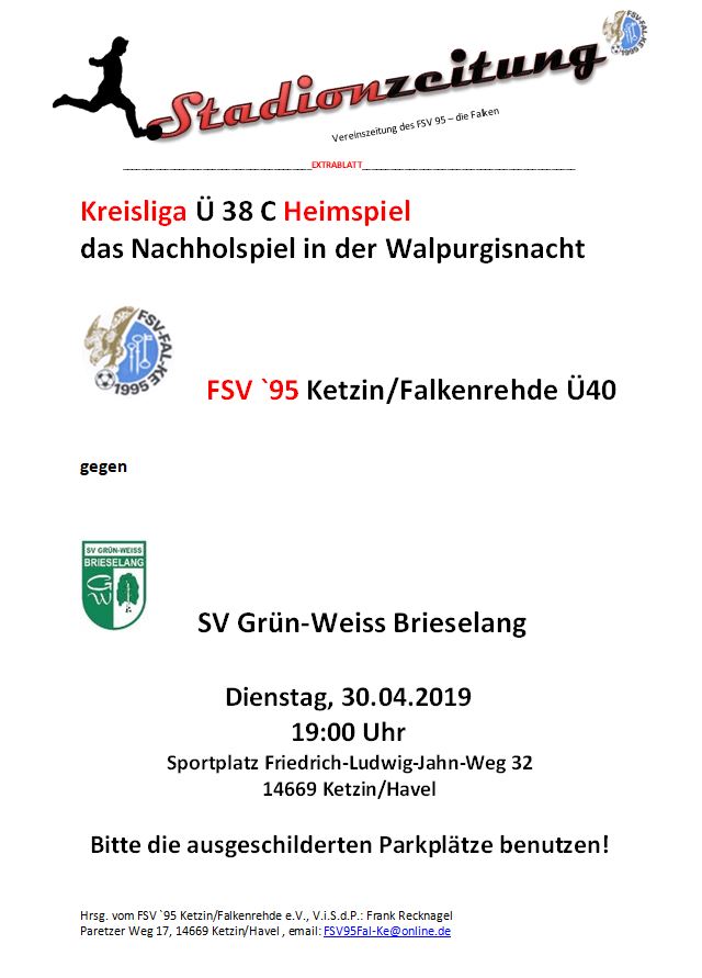 Nachholspiel: Grün-Weiss Brieselang in Ketzin