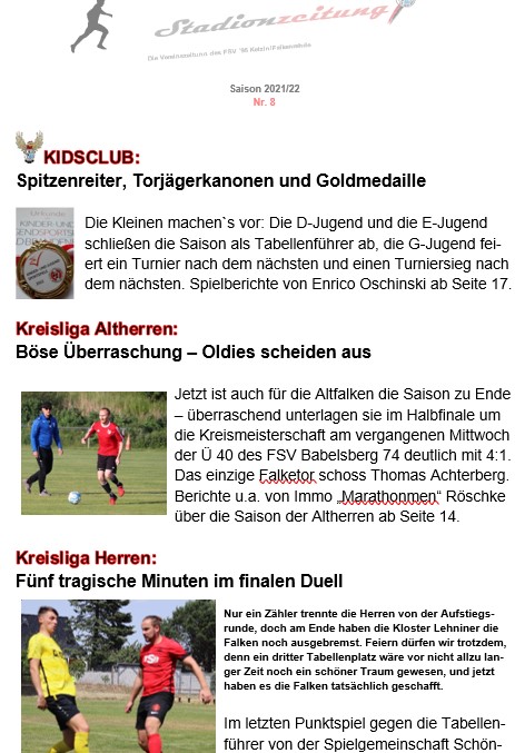 Stadionzeitung Nr. 8 Saison 2021-22