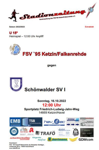 Sonntag 12:00 Uhr C-Jugend gegen Schönwalde